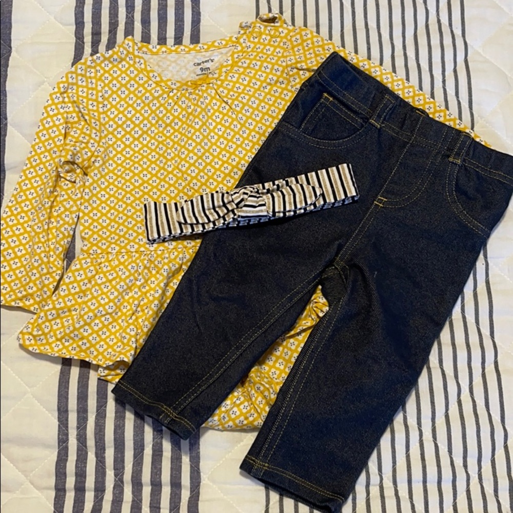 Long sleeve, jean and hair band